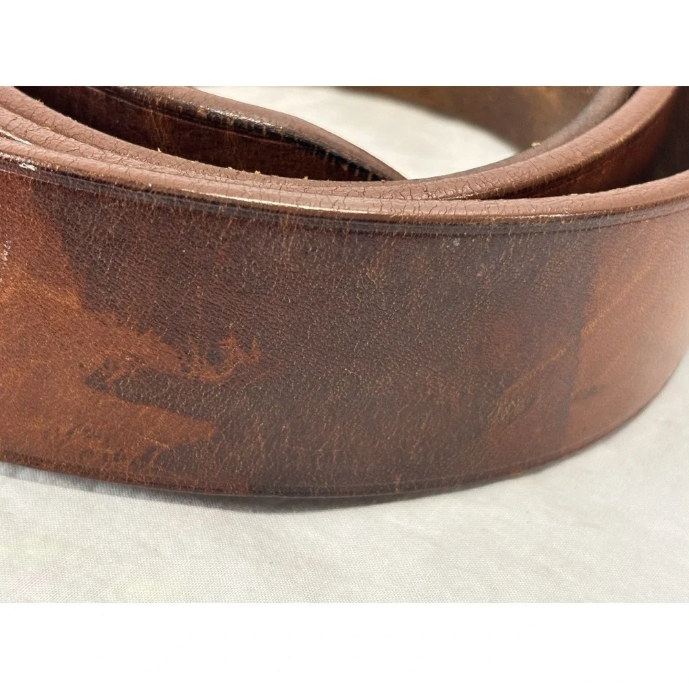 Ermenegildo Zegna Sport Leather Belt Men's 38 Brown Casual Made In Italy READ